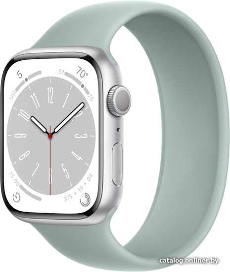 Умные часы Apple Watch Series 8 45 мм (алюминиевый корпус, серебристый/суккулент, силиконовый ремешок)
Умные часы Apple Watch Series 8 45 мм (алюминиевый корпус, серебристый/суккулент, силиконовый ремешок)
