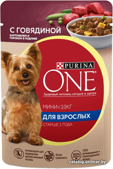 Пресервы Purina ONE Мини для мелких пород с говядиной, картофелем и горохом в подливе 85 г
Пресервы Purina ONE Мини для мелких пород с говядиной, картофелем и горохом в подливе 85 г