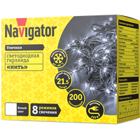 Новогодняя гирлянда Navigator NGF-S01-200CW-10-21.5m-230-C8-BL-IP44 (белый)