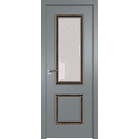 Межкомнатная дверь ProfilDoors 63SMK (кварц матовый, стекло галька, золотая патина)