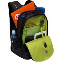Школьный рюкзак Grizzly RU-338-1 (черный/салатовый)