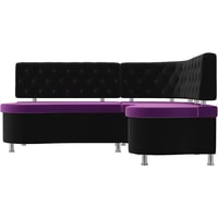 Угловой диван Лига диванов Вегас 105182 (правый, фиолетовый/черный)