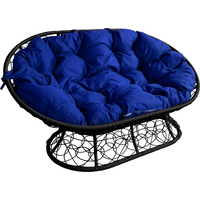 Садовый диван M-Group Мамасан 12110410 (черный ротанг/синяя подушка)