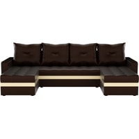 П-образный диван Craftmebel Атланта П (бнп, экокожа, коричневый)