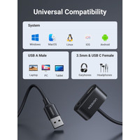 Адаптер Ugreen CM397 80897 USB Type-A - USB Type-C + 3.5mm