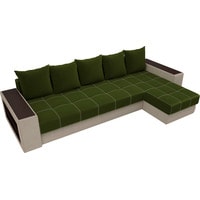 Угловой диван Лига диванов Дубай 105794 (правый, микровельвет, зеленый/бежевый)