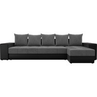 Угловой диван Лига диванов Дубай 105805 (правый, велюр/экокожа, серый/черный)
