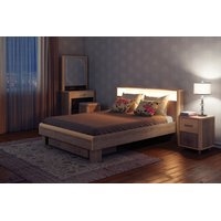 Кровать МСТ. Мебель Оливия 140x200 с подсветкой (дуб сонома/слоновая кость)