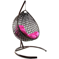 Подвесное кресло M-Group Капля Люкс 11030208 (коричневый ротанг/розовая подушка)