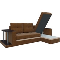Угловой диван Лига диванов Атланта М 28464 (правый, микровельвет, коричневый)