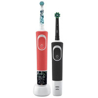 Комплект зубных щеток Oral-B Vitality Pro Cross Action + Vitality D100 Kids Star Wars (2 шт, черный/красный)