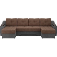 П-образный диван Лига диванов Сенатор 28928 (рогожка, коричневый/серый)