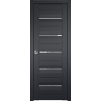 Межкомнатная дверь ProfilDoors Модерн 48U L 90x200 (черный матовый/стекло дождь белый)