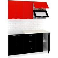 Готовая кухня Кортекс-мебель Корнелия Мара 1.6м (красный/черный/мадрид)