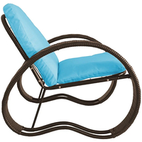 Кресло M-Group Фасоль 12370203 (коричневый ротанг/голубая подушка)