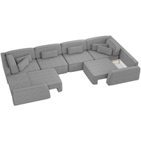 П-образный диван Mebelico Гермес-П 59339 (рогожка, серый/коричневый)