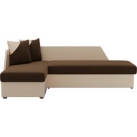 Угловой диван Лига диванов Андора 28770 (левый, микровельвет/экокожа, коричневый/бежевый)