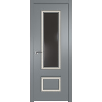 Межкомнатная дверь ProfilDoors 69SMK (кварц матовый, кожа toscana темная, белая патина)