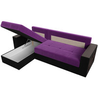 Угловой диван Лига диванов Дубай лайт левый (микровельвет фиолетовый/черный)