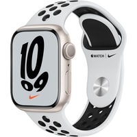 Умные часы Apple Watch Nike Series 7 41 мм (сияющая звезда/чистая платина,черный)