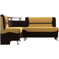 Угловой диван Лига диванов Сидней 263 левый 107378 (микровельвет, желтый/коричневый)