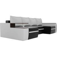 П-образный диван Лига диванов Майами 103067 (экокожа, черный/белый)