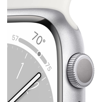 Умные часы Apple Watch Series 8 41 мм (алюминиевый корпус, серебристый/белый, спортивные силиконовые ремешки S/M + M/L)