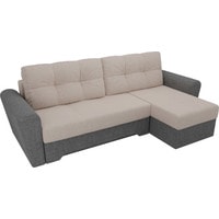 Угловой диван Лига диванов Амстердам 35183 (правый, рогожка, бежевый/серый)