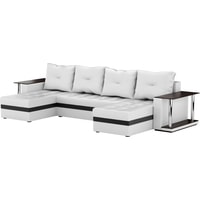 П-образный диван Craftmebel Атланта П 2 стола (бнп, экокожа, белый)