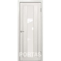 Межкомнатная дверь Portas S25 60x200 (французский дуб, стекло lacobel белый лак)