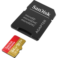 Карта памяти SanDisk Extreme microSDXC SDSQXA2-064G-GN6MA 64GB (с адаптером)
