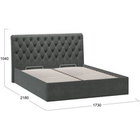 Кровать Трия Скарлет универсальная тип 1 с ПМ 160x200 (велюр графит)