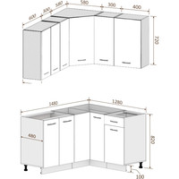 Готовая кухня Кортекс-мебель Корнелия Лира 1.5x1.3 без столешницы (салатовый/оникс)