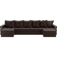 П-образный диван Лига диванов Венеция 100056 (экокожа, коричневый)