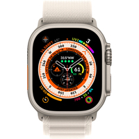 Умные часы Apple Watch Ultra LTE 49 мм (титановый корпус, титановый/звездный свет, текстильный ремешок размера S)