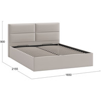Кровать Трия Глосс универсальный тип 1 с ПМ 160x200 (велюр Confetti Smoke)