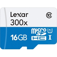 Карта памяти Lexar LSDMI16GBB1EU300A microSDHC 16GB + адаптер