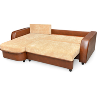Угловой диван Домовой Визит-7.1 (угловой, бежевый/коричневый)