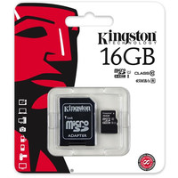Карта памяти Kingston microSDHC UHS-I (Class 10) 16GB + адаптер [SDC10G2/16GB]