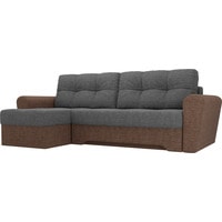 Угловой диван Лига диванов Амстердам 35176 (левый, рогожка, серый/коричневый)