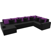 П-образный диван Mebelico Мэдисон-П 106866 (правый, черный/фиолетовый)
