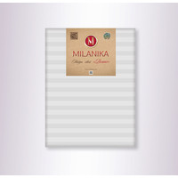 Постельное белье Миланика Светло-серая на резинке 180x200 (поплин-страйп)