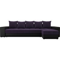 Угловой диван Лига диванов Дубай 105803 (правый, велюр/экокожа, фиолетовый/коричневый)