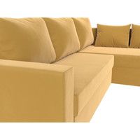 Угловой диван Лига диванов Мансберг 317 правый 112530 (микровельвет, желтый)