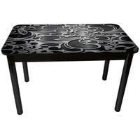 Кухонный стол Solt Рита 1с №59 (кромка черная/царга черная/ноги круглые черные)