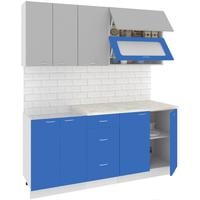 Готовая кухня Кортекс-мебель Корнелия Мара 1.8м (серый/синий/королевский опал)