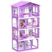 Кукольный домик Krasatoys Дом Елена с мебелью 000283 (белый/сиреневый)
