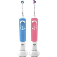 Комплект зубных щеток Oral-B Vitality 190 Duo 3D White + Cross Action (розовый/голубой)