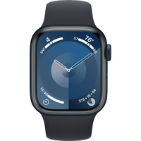 Умные часы Apple Watch Series 9 LTE 41 мм (алюминиевый корпус, полуночный/полуночный, спортивный силиконовый ремешок S/M)