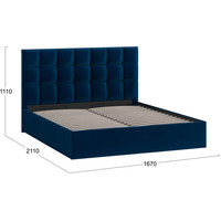 Кровать Трия Эмбер универсальный тип 1 160x200 (велюр Confetti Blue)
